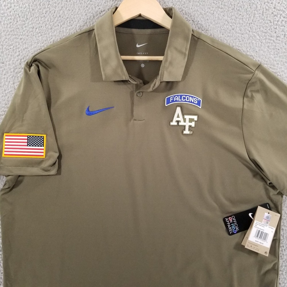 Air Force Falcons Nike Polo Shirt XL Green Tour Performance Dri-FIT Football